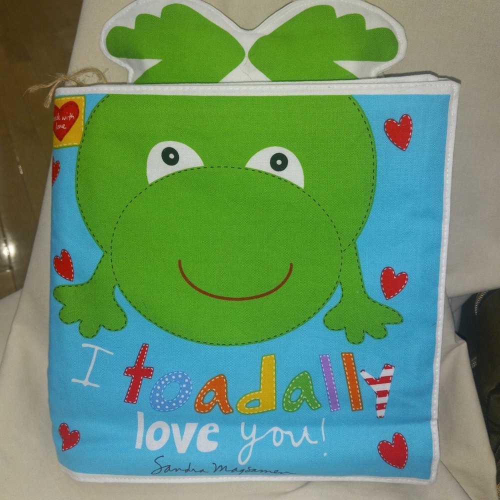 Classic Fabric / Cloth Children's Book, "I Toadally Love You" Plush Primary Frog